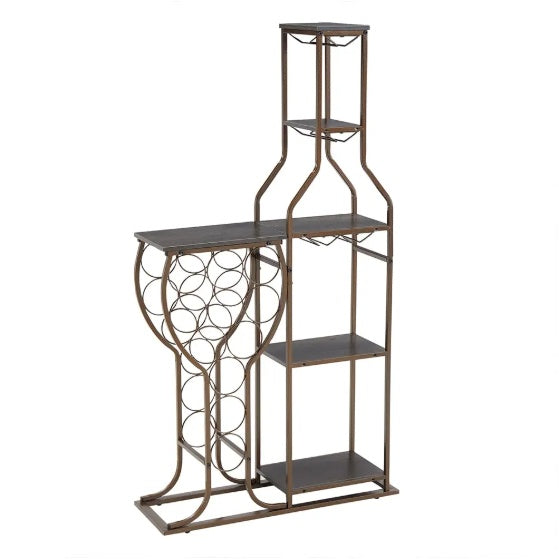 Wine Rack,5 Tier Freestanding Wine Rack With Wine Glass Holder