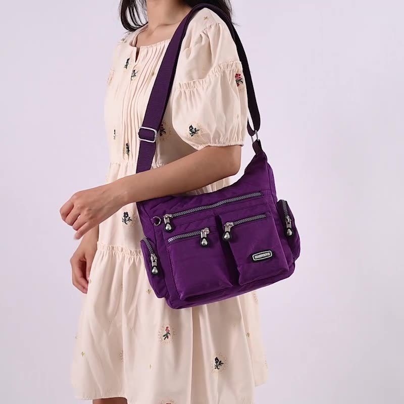 Women’s Waterproof Crossbody Shoulder Bag – Multi-Pocket Nylon Messenger Handbag