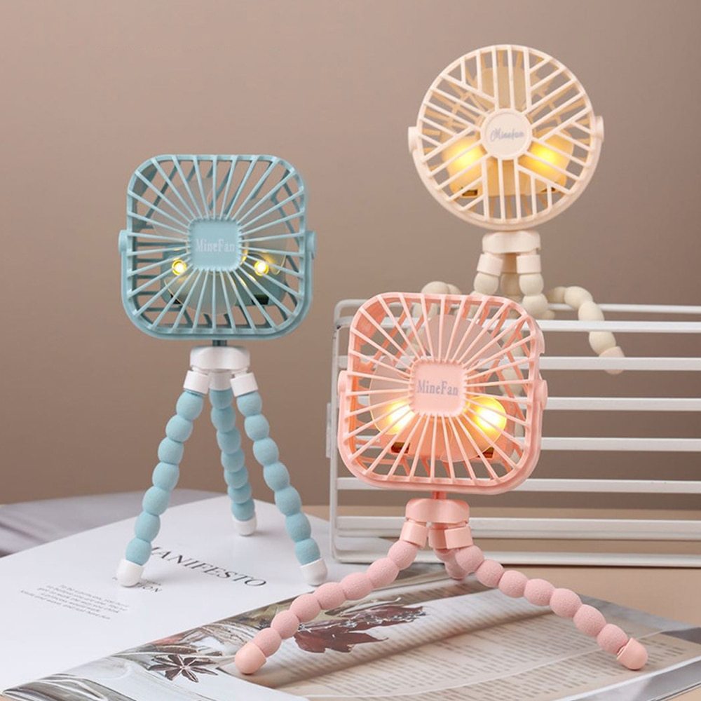 Portable Tripod Mini Fan – USB Rechargeable Desk, Bedside & Travel Fan with Flexible Legs