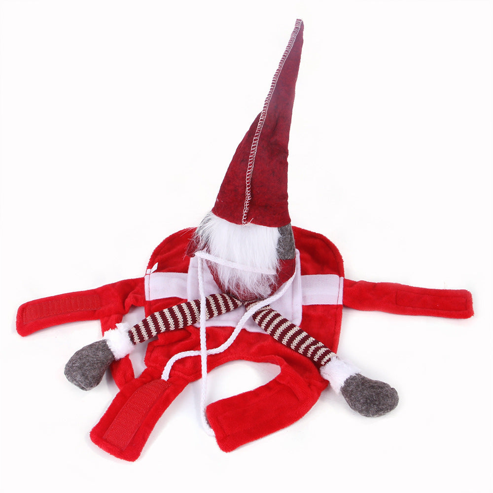 Dog Christmas Costume – Funny Elf Riding Outfit for Pets