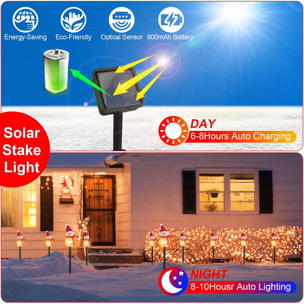 Solar Powered Lamp 3 Snowmen Outdoor Decorative Christmas Lamp