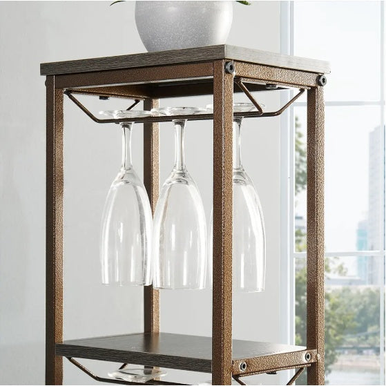 Wine Rack,5 Tier Freestanding Wine Rack With Wine Glass Holder
