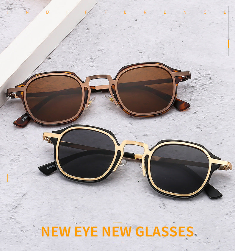 Punk Metal Frame Sunglasses – Retro Square PC Hybrid Shades for Men & Women