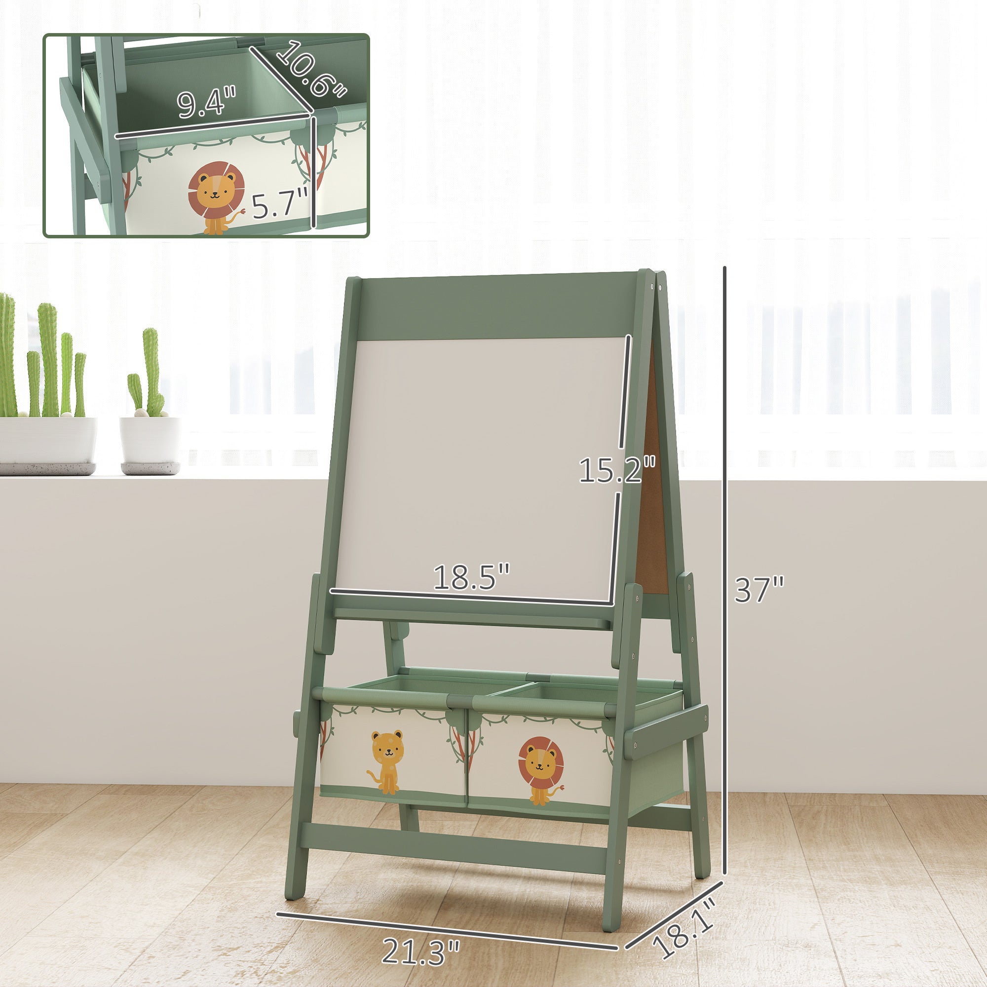 Art Easel For Kids, Double-Sided Whiteboard & Chalkboard With Paper Roll, Storage Baskets