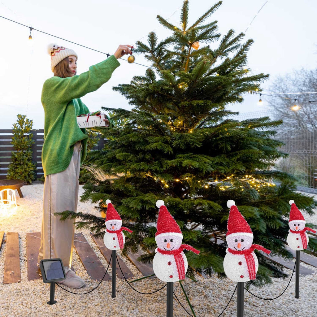 Solar Powered Lamp 3 Snowmen Outdoor Decorative Christmas Lamp