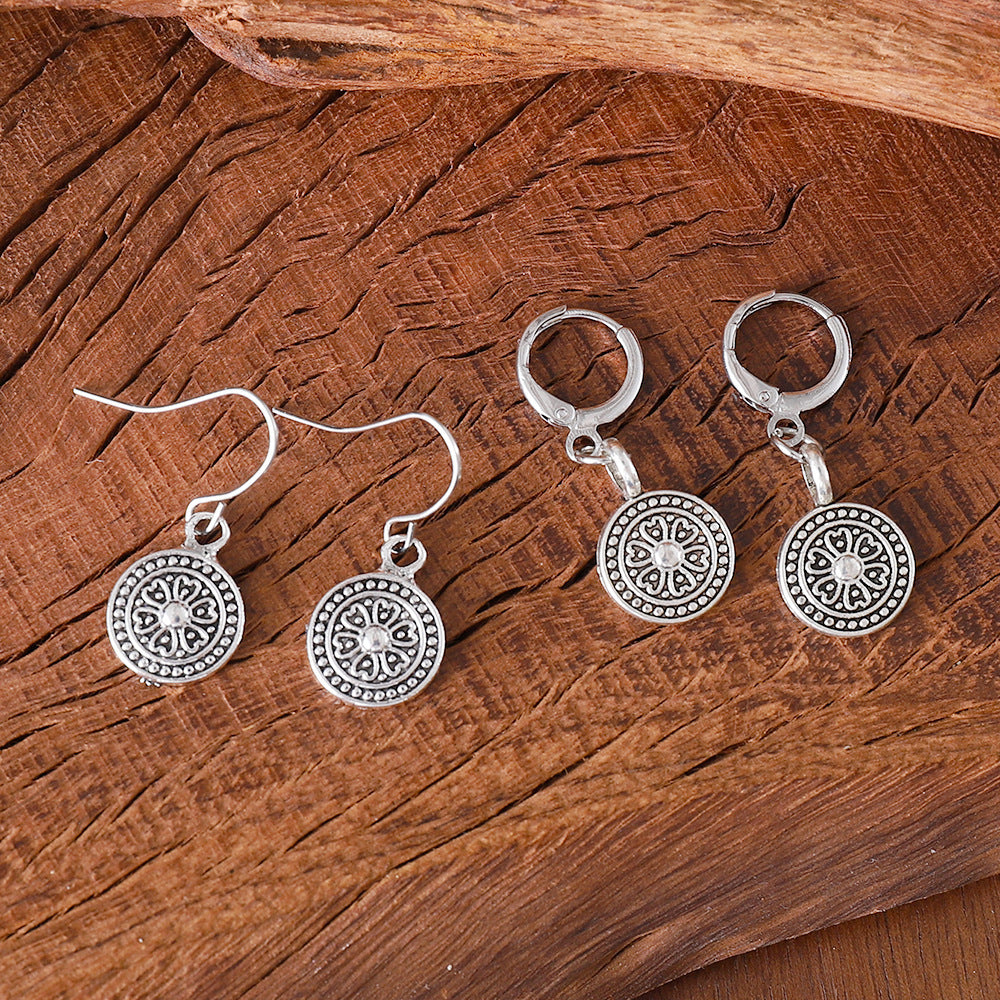 Women’s Bohemian Round Earrings – Retro Geometric Alloy Ethnic Style