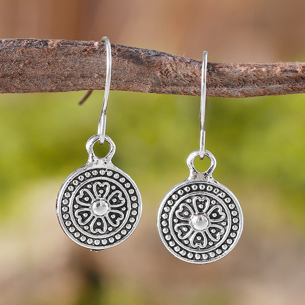 Women’s Bohemian Round Earrings – Retro Geometric Alloy Ethnic Style