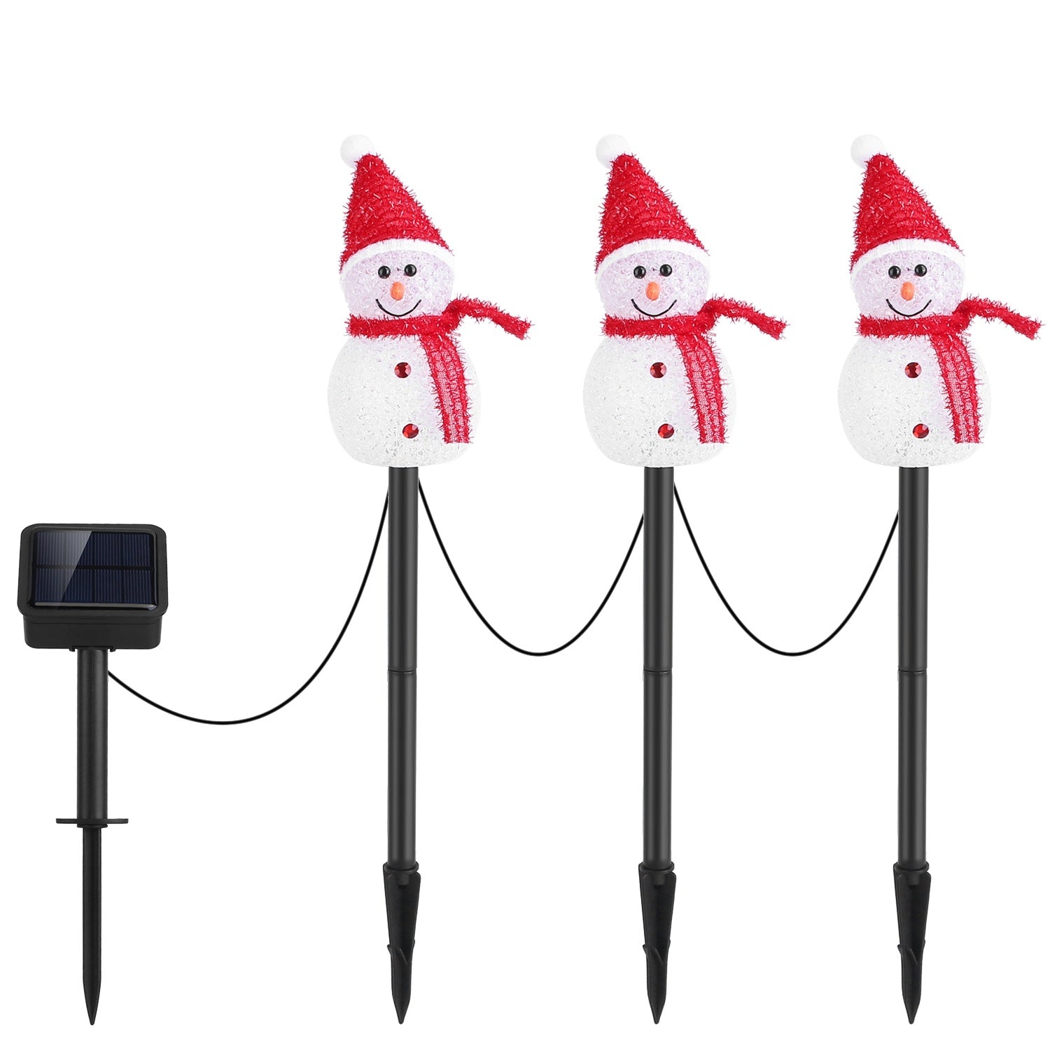 Solar Powered Lamp 3 Snowmen Outdoor Decorative Christmas Lamp