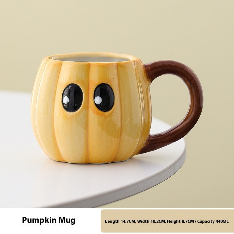 Hand Crafted Cute Ghost & Pumpkin Mugs Halloween Ceramic Cup