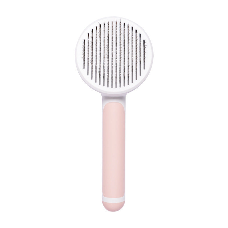 Pet Cat & Dog Brush – Handheld Self-Cleaning Steel Needle Comb for Hair Removal & Grooming