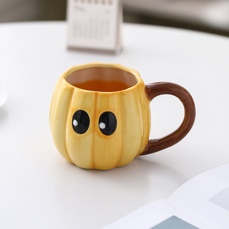 Hand Crafted Cute Ghost & Pumpkin Mugs Halloween Ceramic Cup