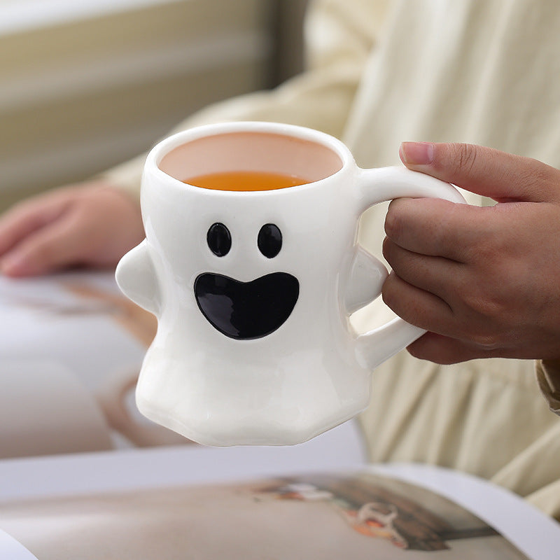 Hand Crafted Cute Ghost & Pumpkin Mugs Halloween Ceramic Cup
