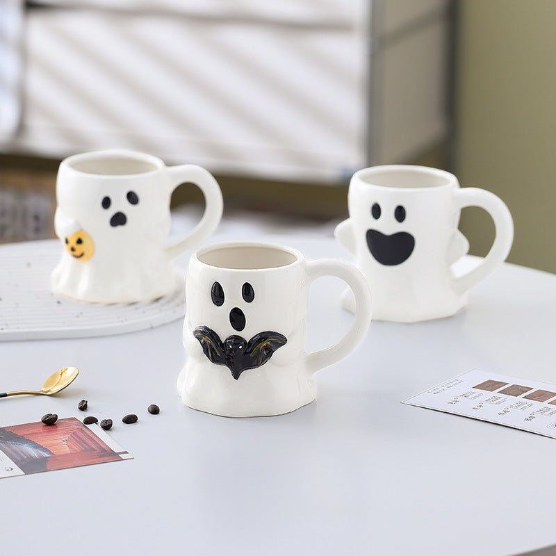 Hand Crafted Cute Ghost & Pumpkin Mugs Halloween Ceramic Cup