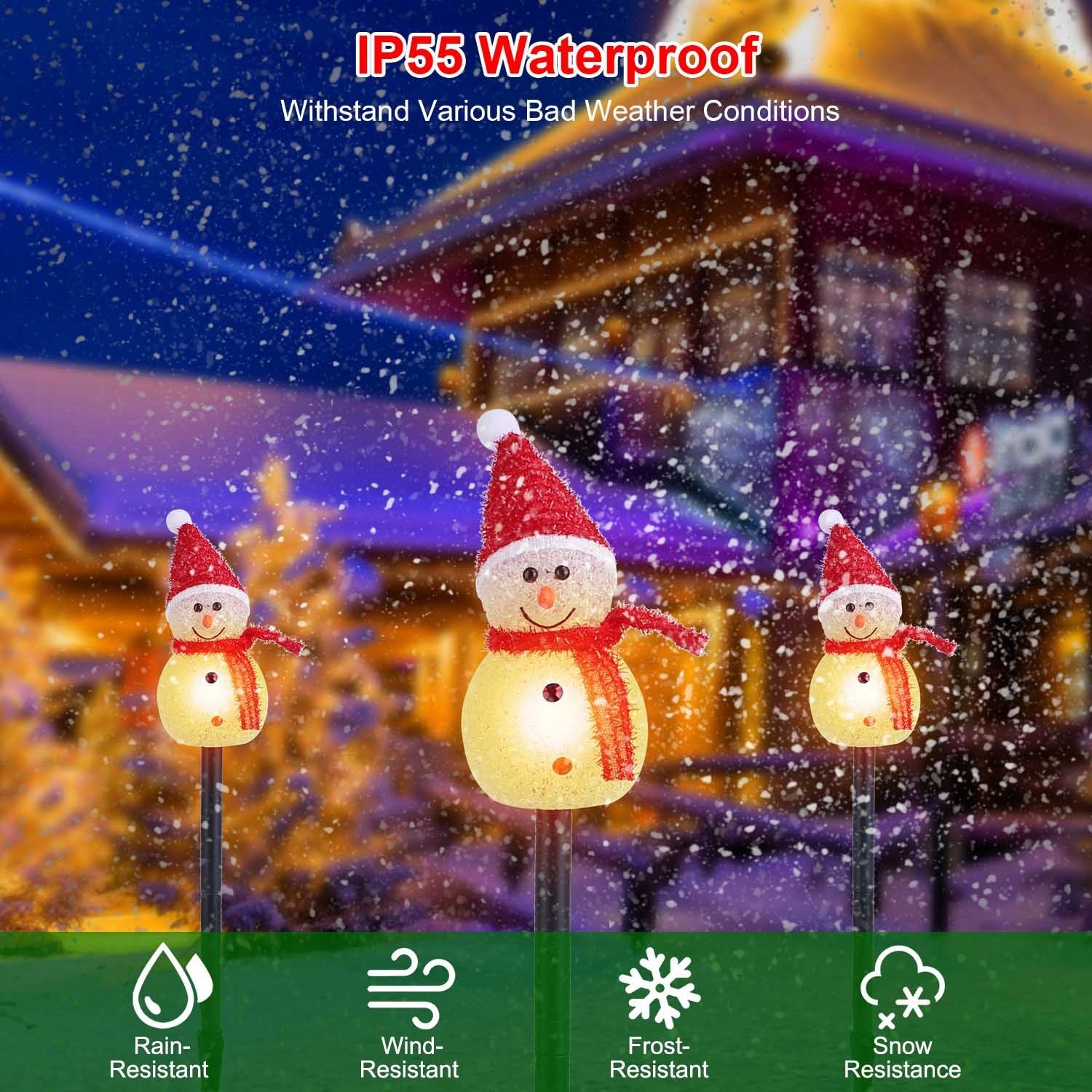Solar Powered Lamp 3 Snowmen Outdoor Decorative Christmas Lamp