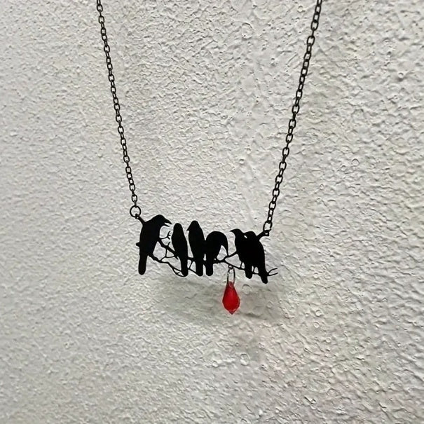 Retro Gothic Black Crow Necklace Ornament