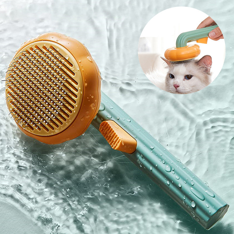 Pet Cat & Dog Brush – Handheld Self-Cleaning Steel Needle Comb for Hair Removal & Grooming