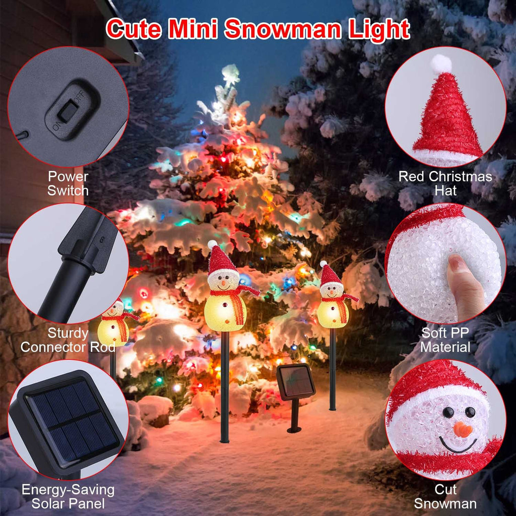 Solar Powered Lamp 3 Snowmen Outdoor Decorative Christmas Lamp