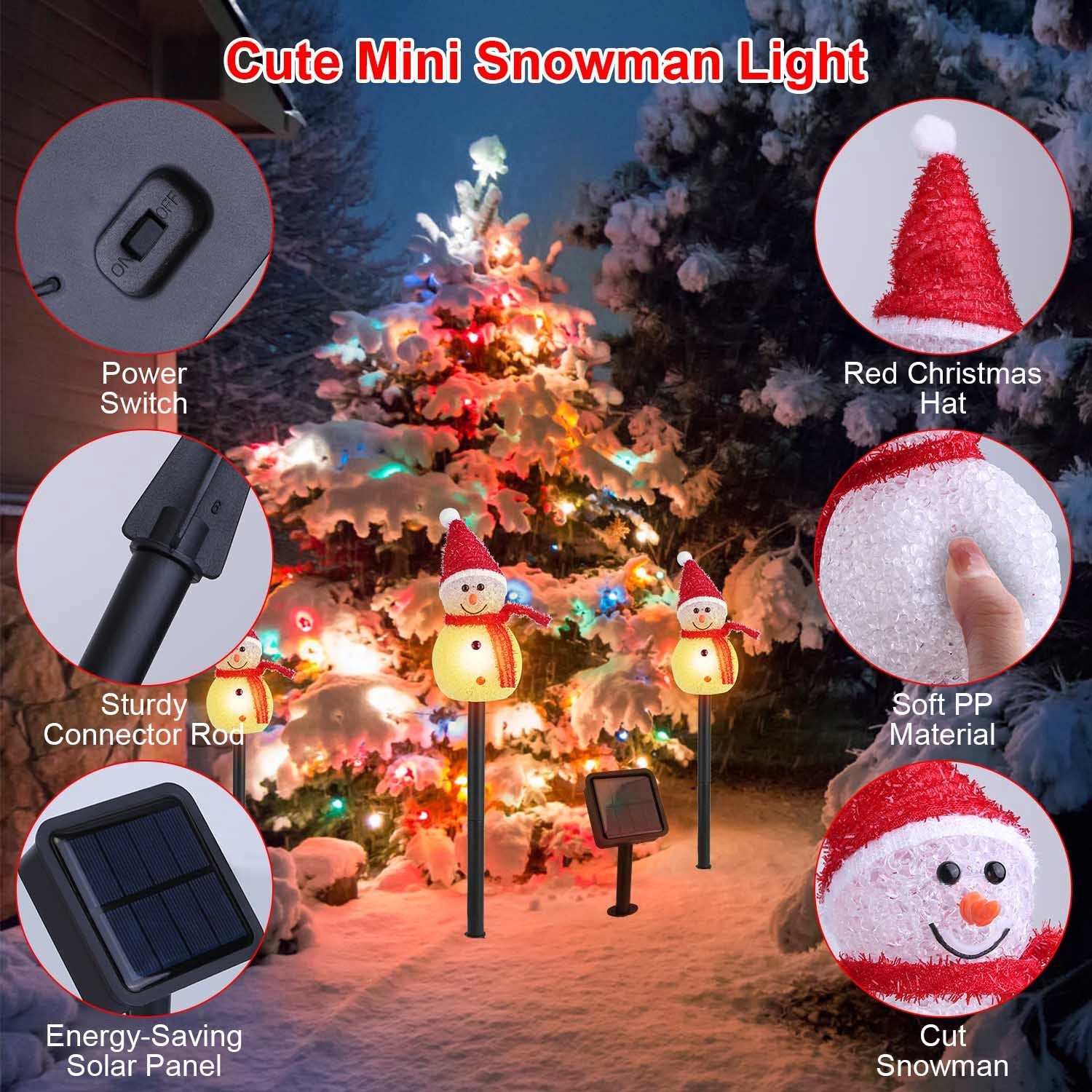 Solar Powered Lamp 3 Snowmen Outdoor Decorative Christmas Lamp