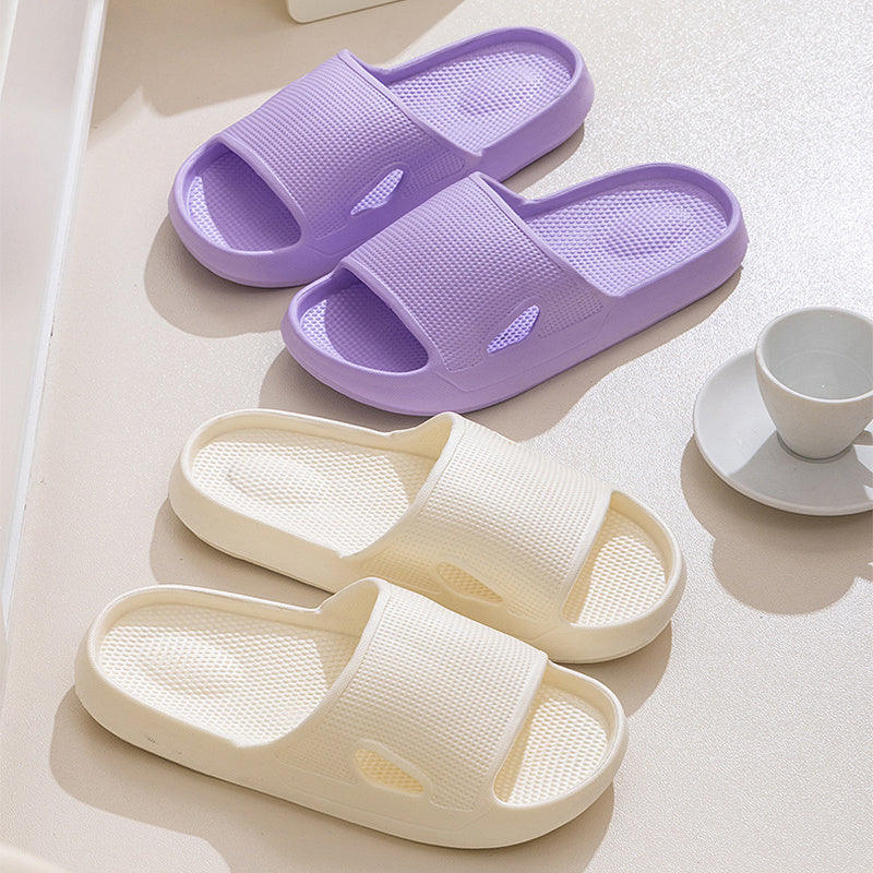 Cozy Solid Color Slippers – Non-Slip Thick Sole Indoor Shoes for Couples, Men & Women