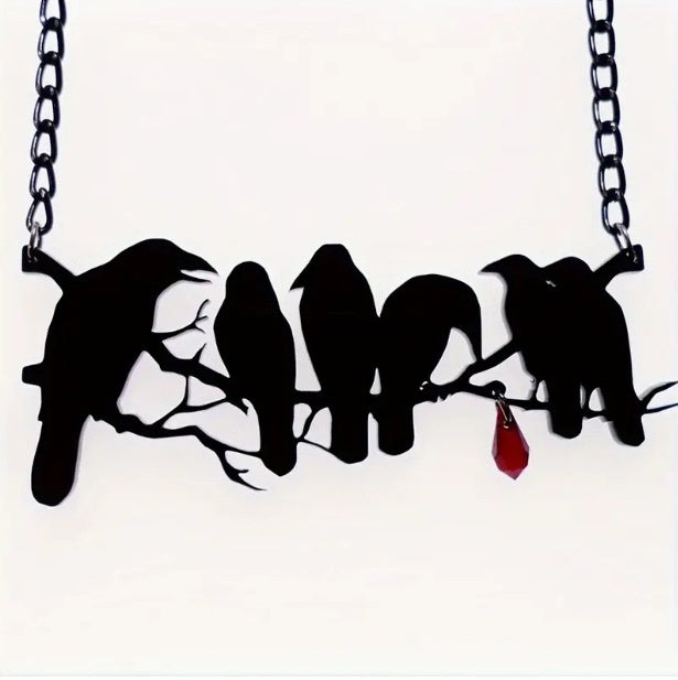 Retro Gothic Black Crow Necklace Ornament