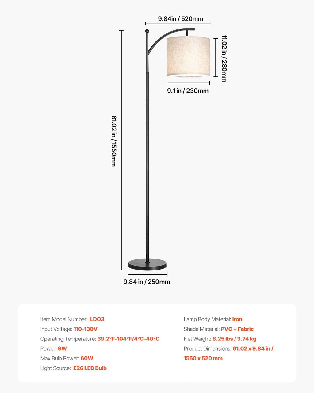 Floor Lamp Dimmable Color Temperature Living Room Lamp With Remote Control