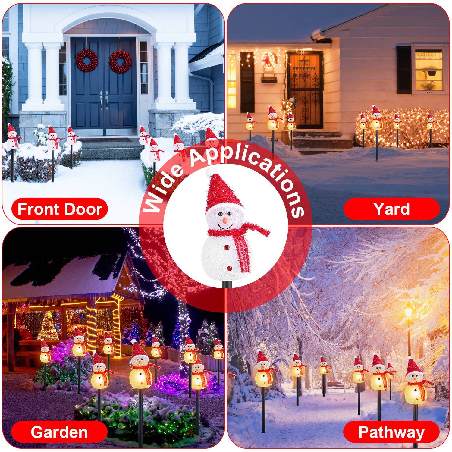 Solar Powered Lamp 3 Snowmen Outdoor Decorative Christmas Lamp