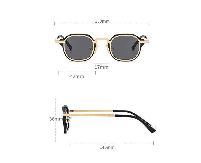 Punk Metal Frame Sunglasses – Retro Square PC Hybrid Shades for Men & Women