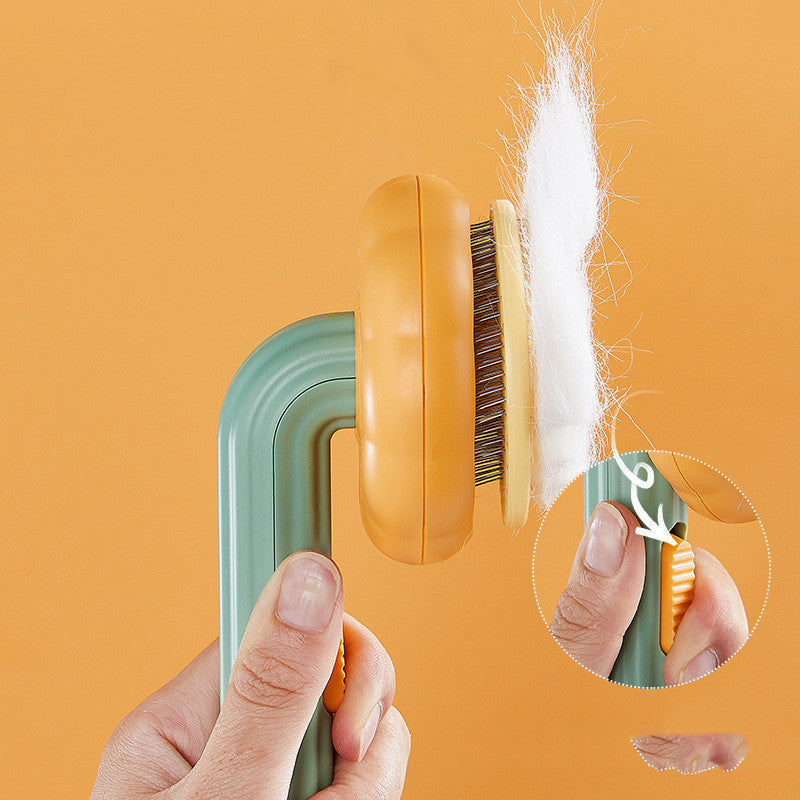 Pet Cat & Dog Brush – Handheld Self-Cleaning Steel Needle Comb for Hair Removal & Grooming