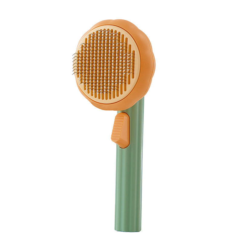 Pet Cat & Dog Brush – Handheld Self-Cleaning Steel Needle Comb for Hair Removal & Grooming