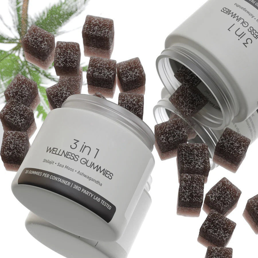 3-in-1 Wellness Gummies with Shilajit, Sea Moss & Ashwagandha – Manuka Honey Blend