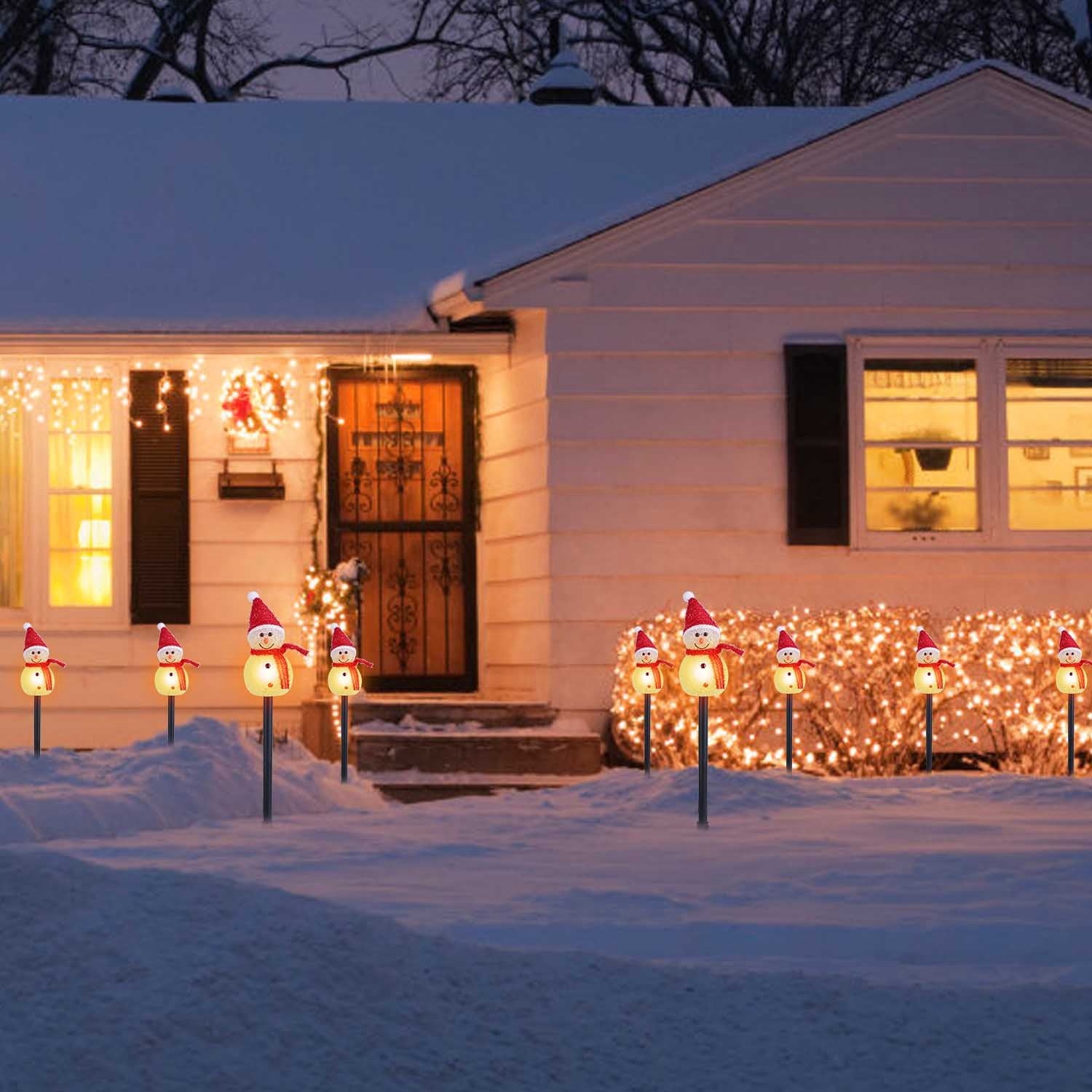 Solar Powered Lamp 3 Snowmen Outdoor Decorative Christmas Lamp